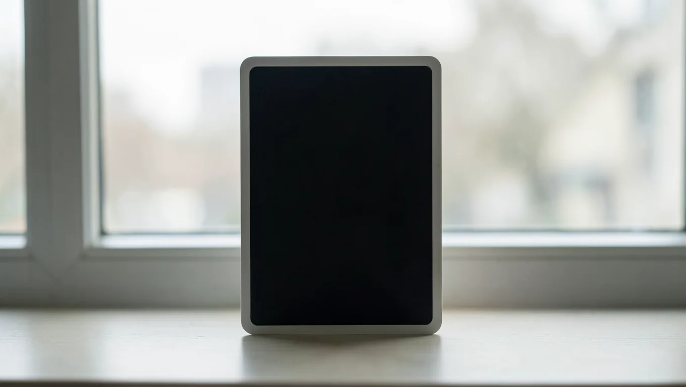 A sleeved trading card backlit by soft window light